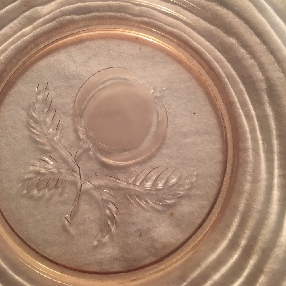 Antique depression era pink glass serving plate